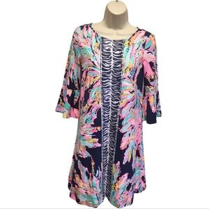 Lilly Pulitzer Ophelia Dress Bright Navy Al Fresco Engineered Floral S $178